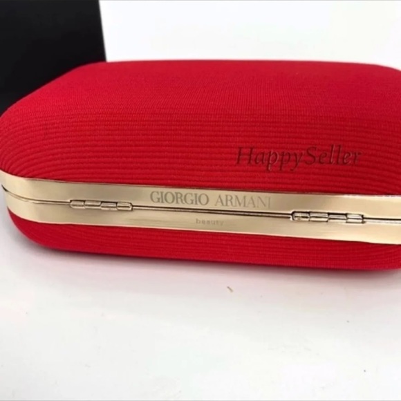 Giorgio Armani Clutch Evening Purse Red Gold Chic Designer Bag Pocketbook New